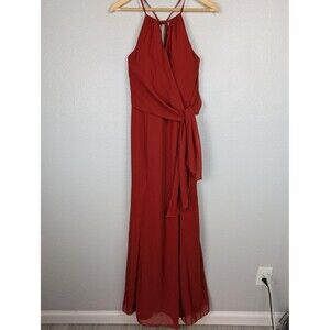 Azazie Dress Womens A8 Morgan Red Maxi Formal Gown Sleeveless Bridesmaid Elegant